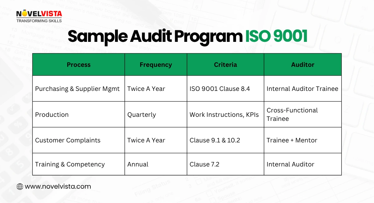 Sample Audit Program ISO 9001